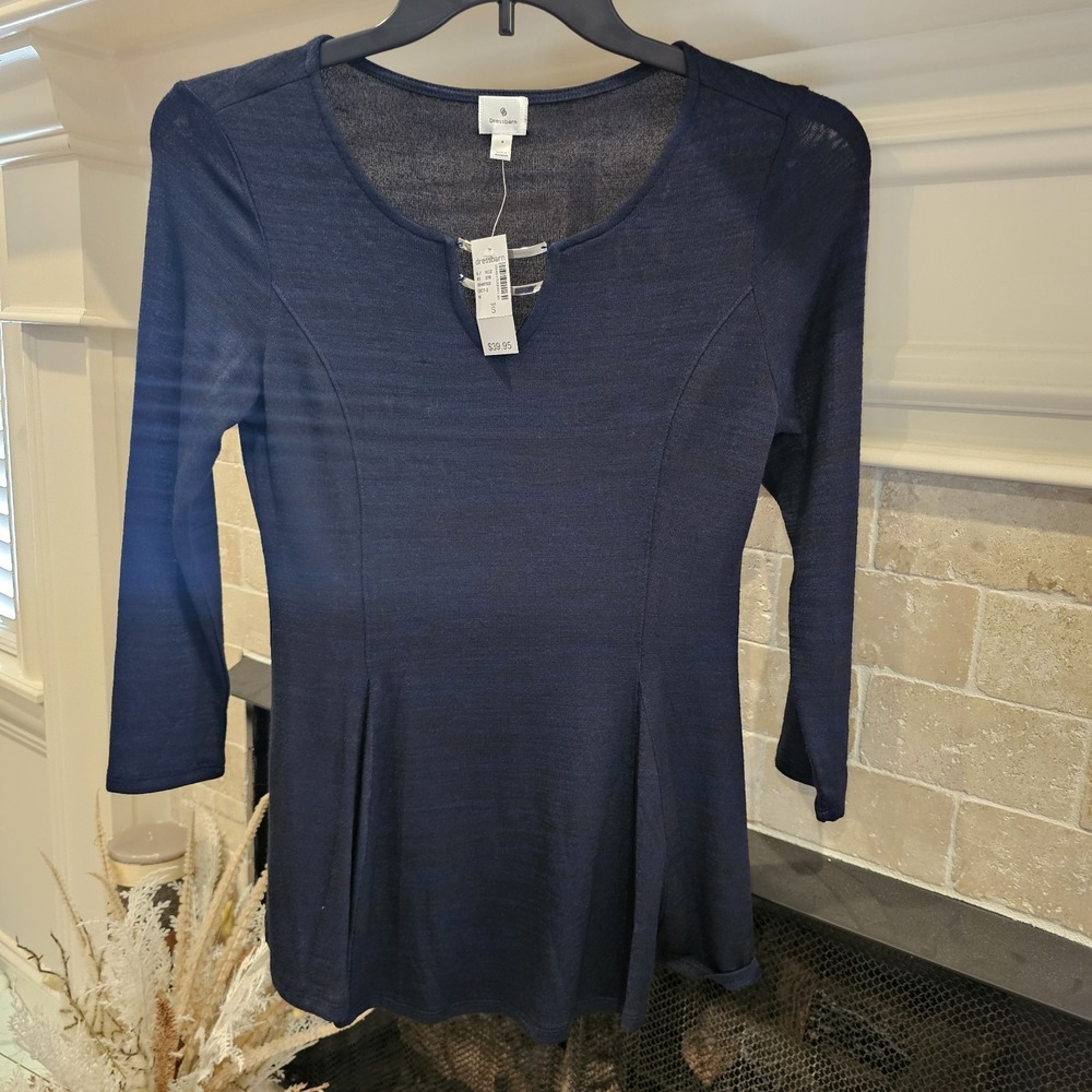 Dressbarn Navy Blue Womens Small Blouse Minimalist NWT